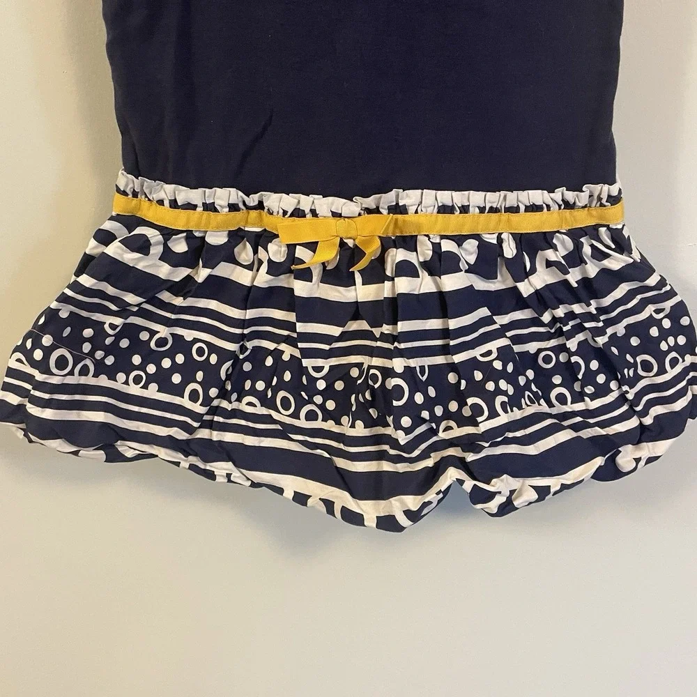 Gymboree Cape Cod Cutie Cotton Dress Size 6 Blue White‎ Yellow Drop Waist